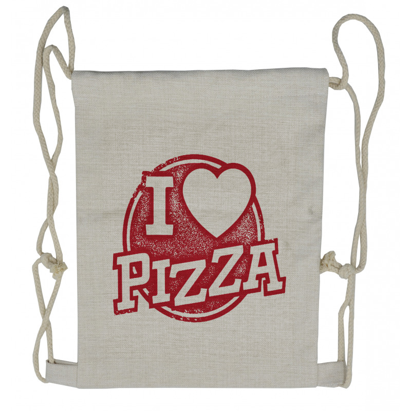 Grunge Love Pizza Lettering Drawstring Backpack