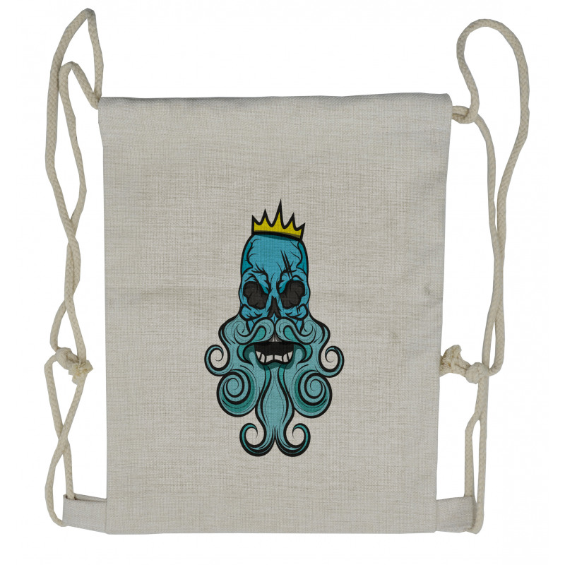 Beard Royal Crown Skeleton Drawstring Backpack