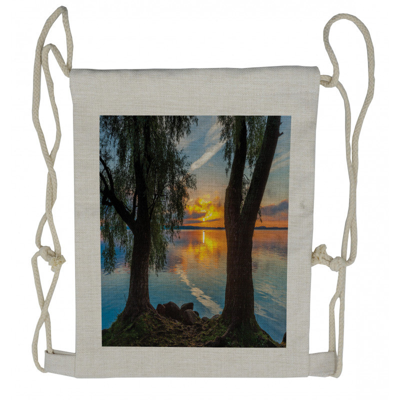 Sunrise over the Lake Drawstring Backpack