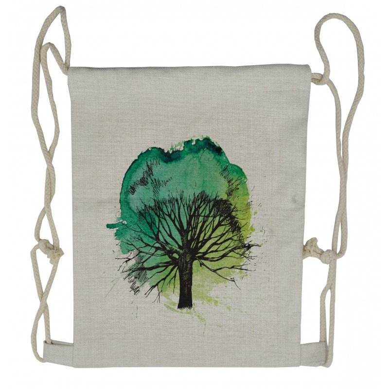 Blended Watercolor Leaf Drawstring Backpack