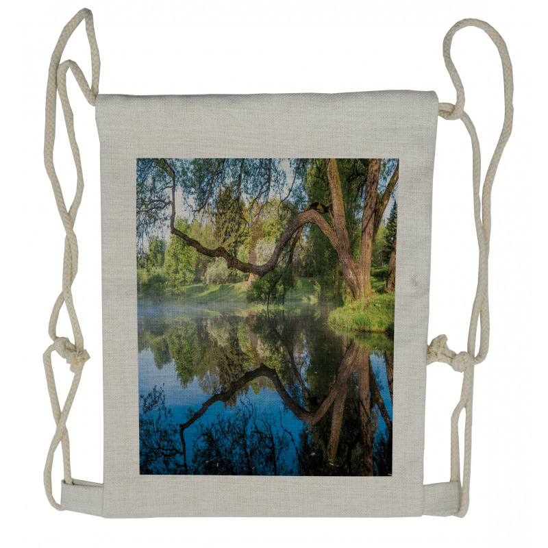 Foggy Scene over Water Drawstring Backpack