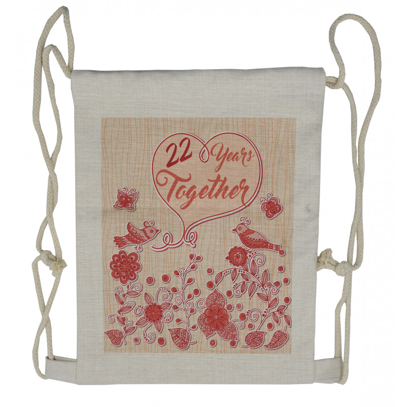 22 Years Together Birds Drawstring Backpack