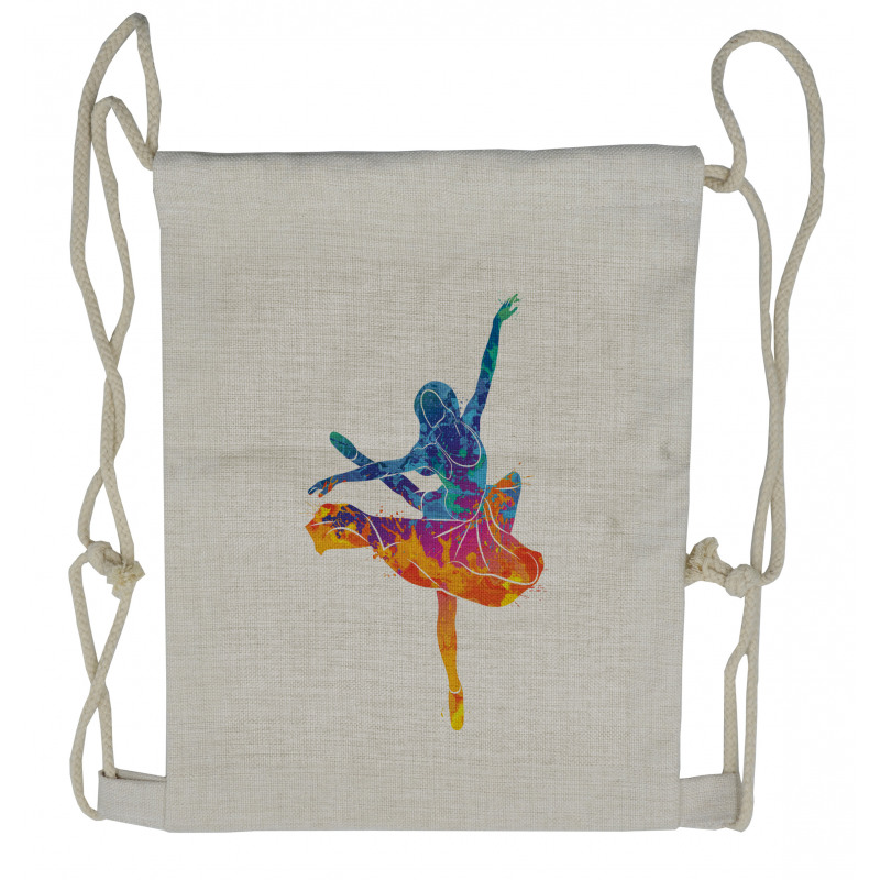 Colorful Ballerina Girl Pose Drawstring Backpack