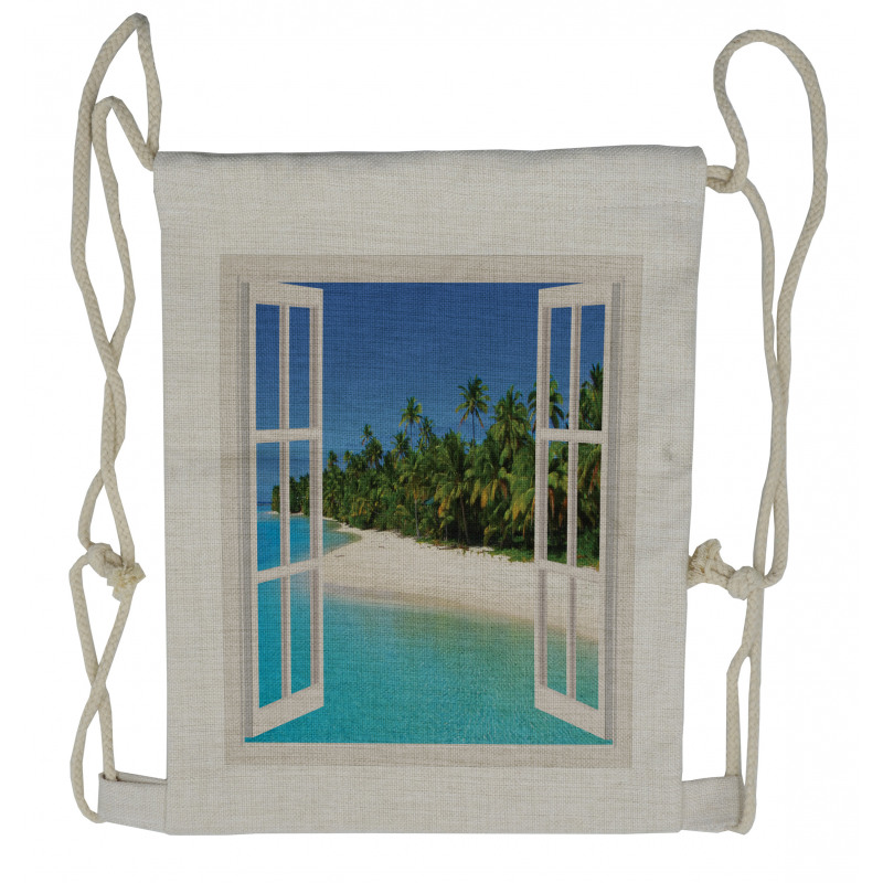 Paradise Island Palm Tree Drawstring Backpack