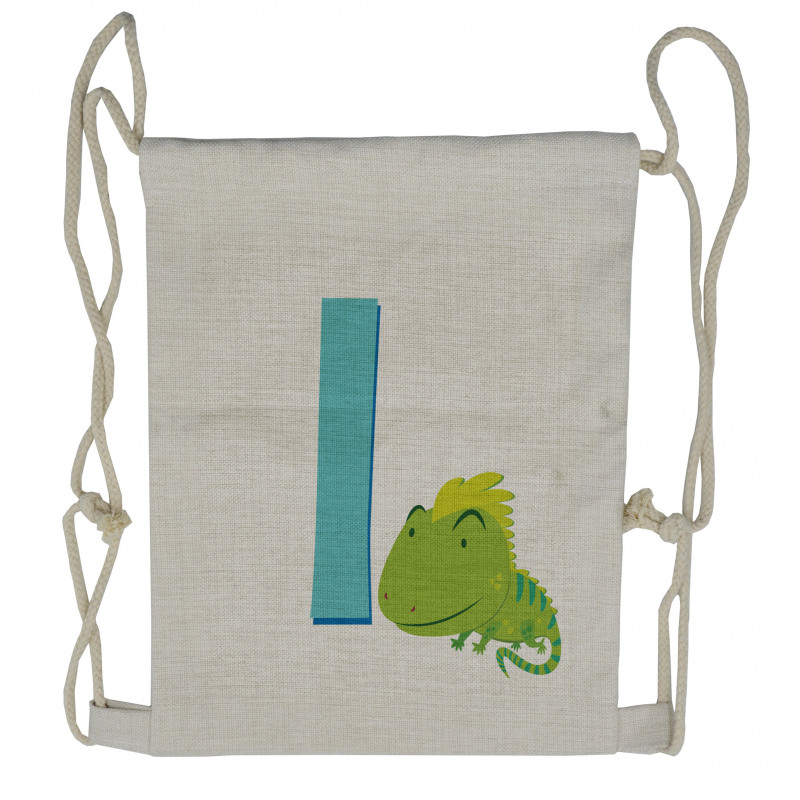 Cartoon Letter I and Animal Drawstring Backpack