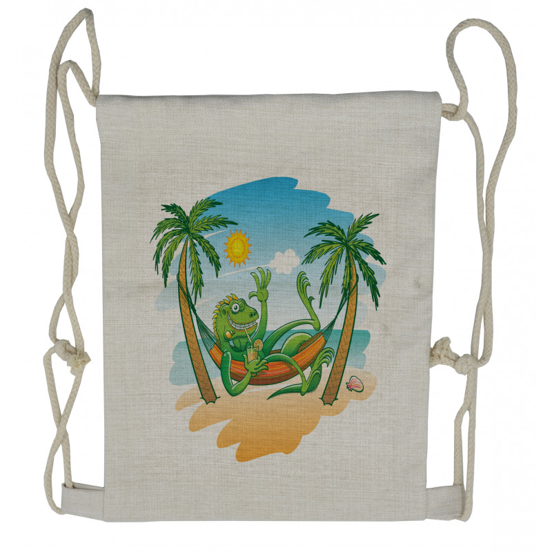 Tropical Holiday Palm Tree Drawstring Backpack