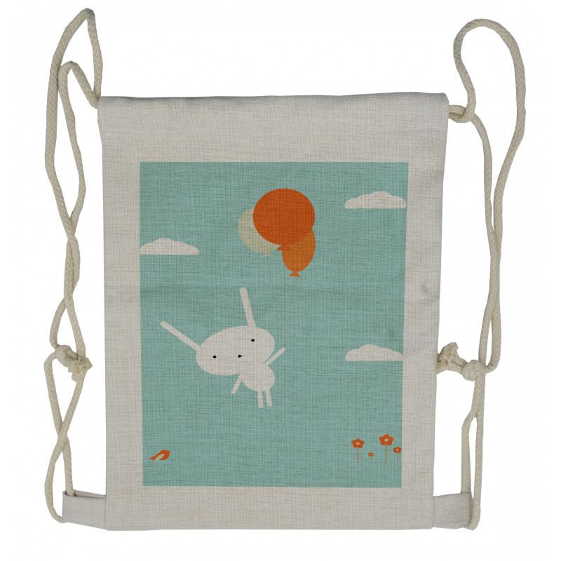 Flying Rabbit Balloons Sky Drawstring Backpack