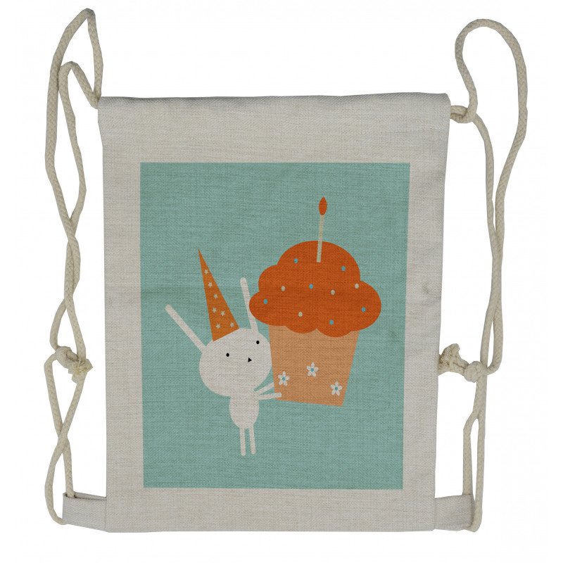 Birthday Bunny Giant Cupcake Drawstring Backpack