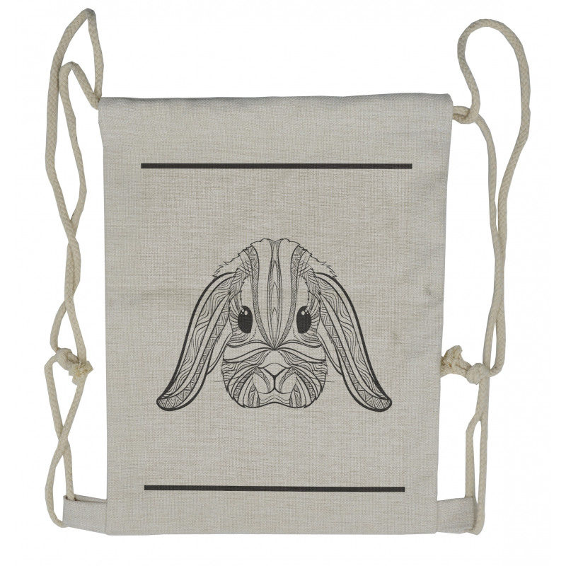 Boho Art Hare Drawstring Backpack