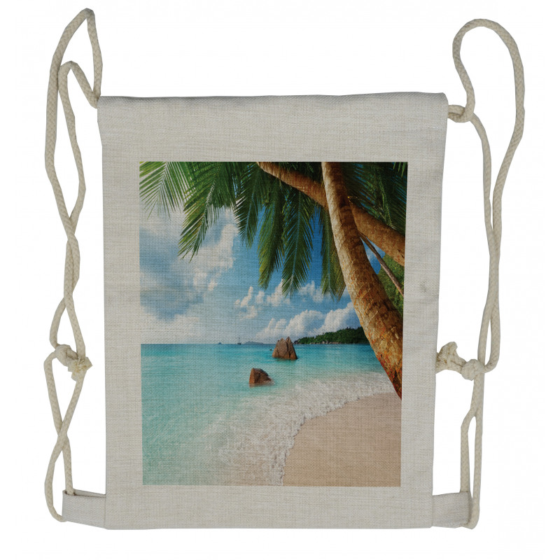 Exotic Palm Tree Ocean Drawstring Backpack
