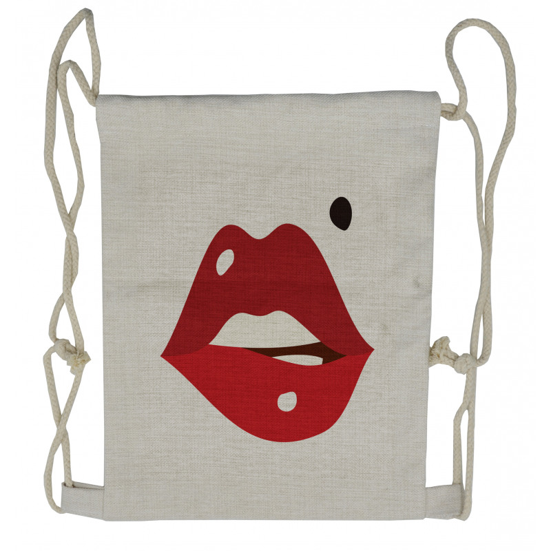 Minimalistic of Upper Lip Mole Drawstring Backpack