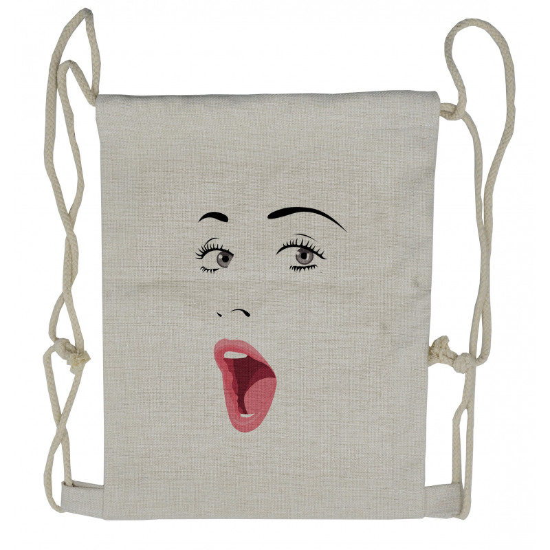 Surprised Facial Expression Drawstring Backpack