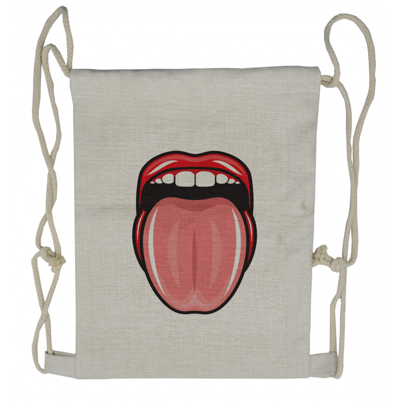 Open Mouth Tongue out Image Drawstring Backpack