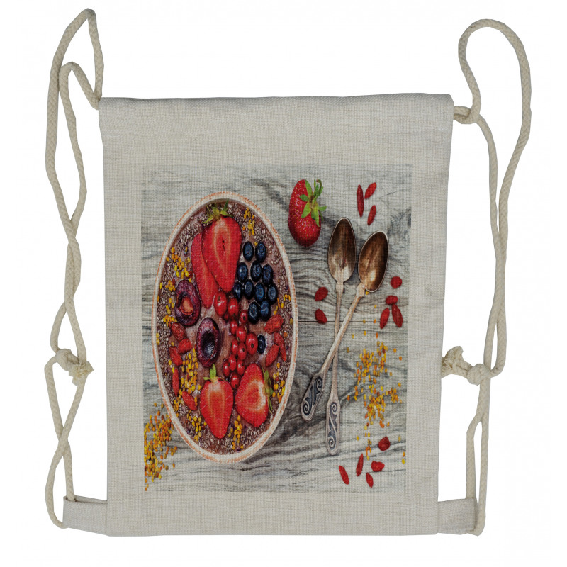 Breakfast Foods Bowl Drawstring Backpack