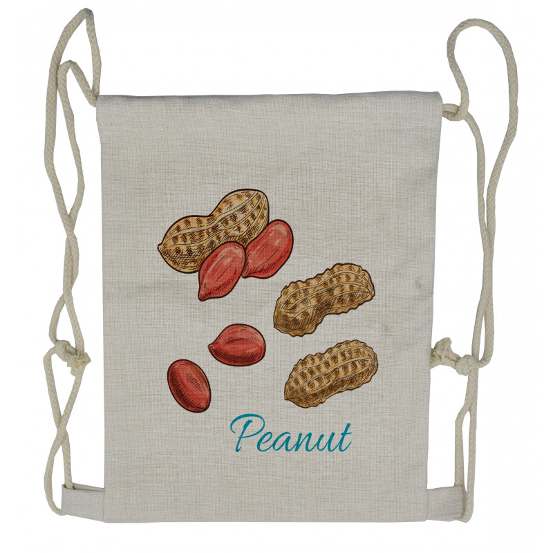 Peanut Sketch of Nut Drawstring Backpack