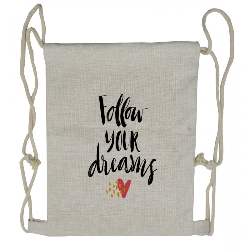 Hand Drawn Brush Lettering Drawstring Backpack