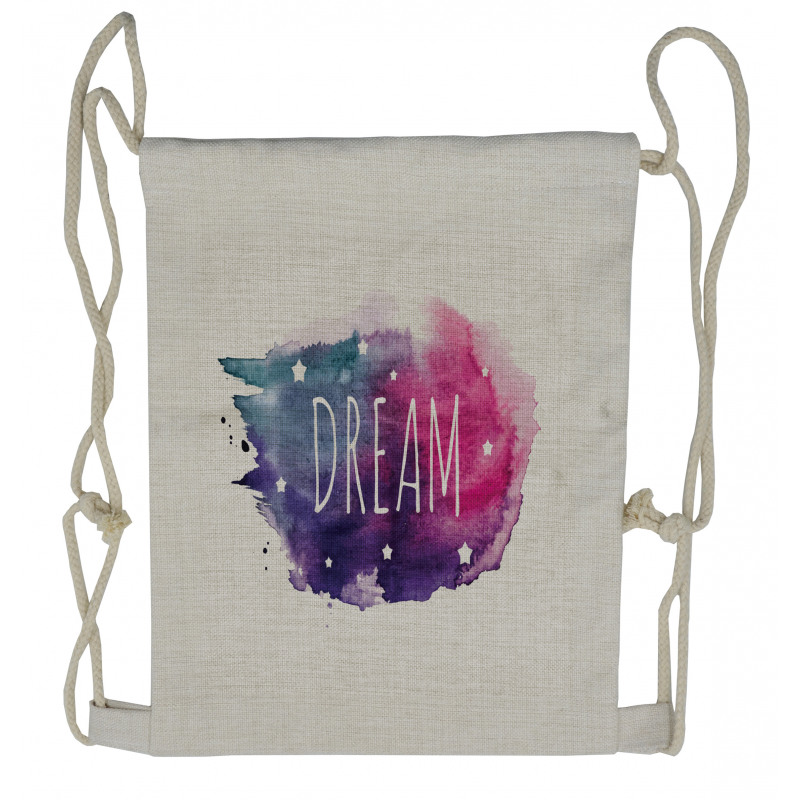 Words with Stars Watercolors Drawstring Backpack