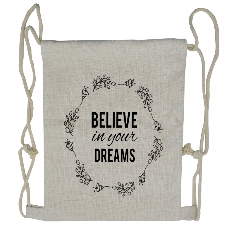 Words Hand Drawn Laurel Frame Drawstring Backpack