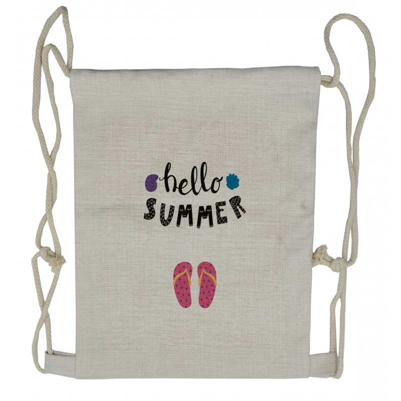 Hello Flip Flops Seashell Drawstring Backpack