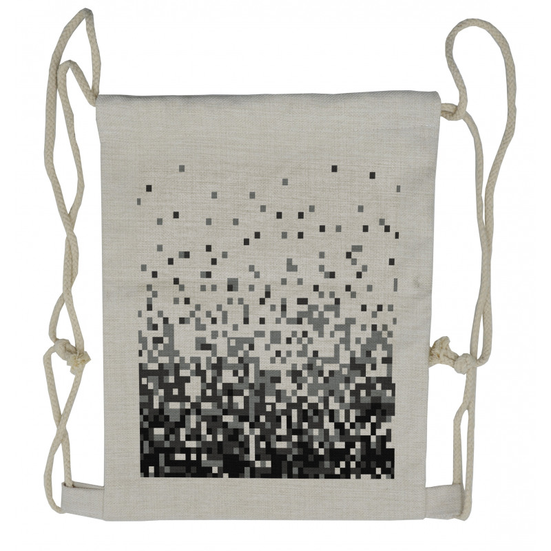 Squares Greyscale Drawstring Backpack