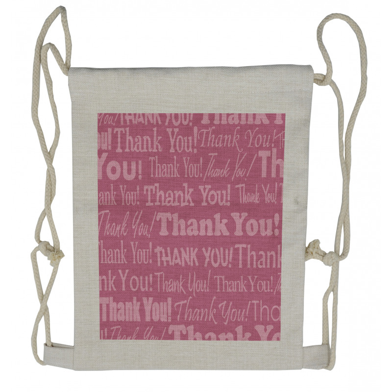 Thankful Message Pink Drawstring Backpack