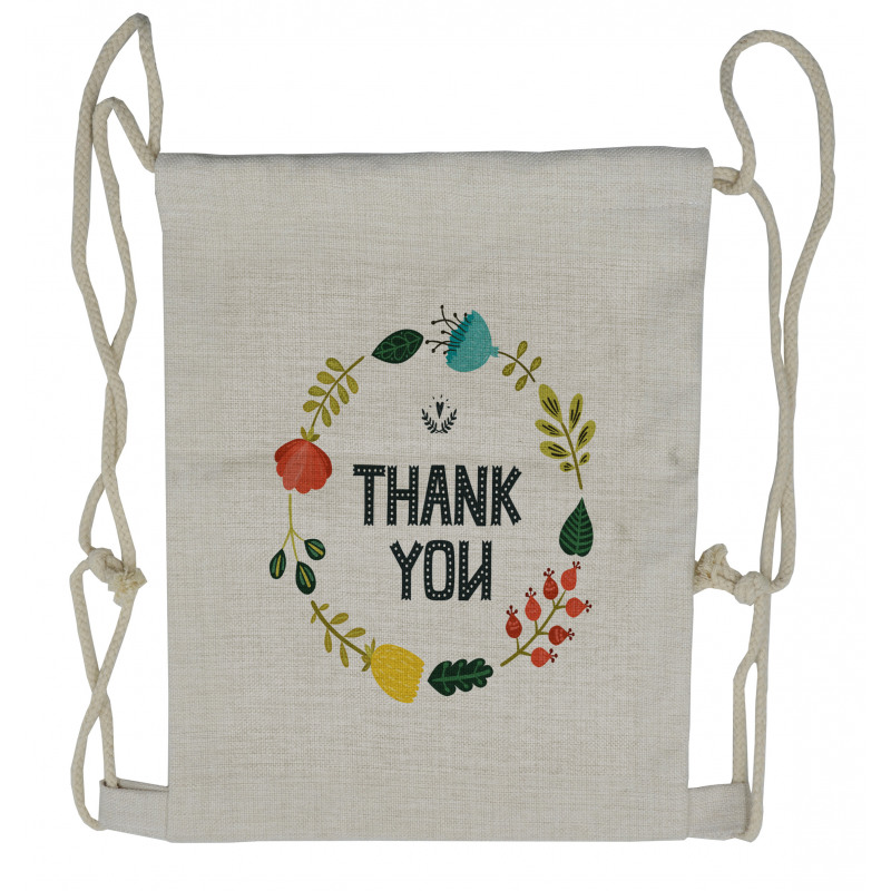 Typography Floral Wreath Drawstring Backpack