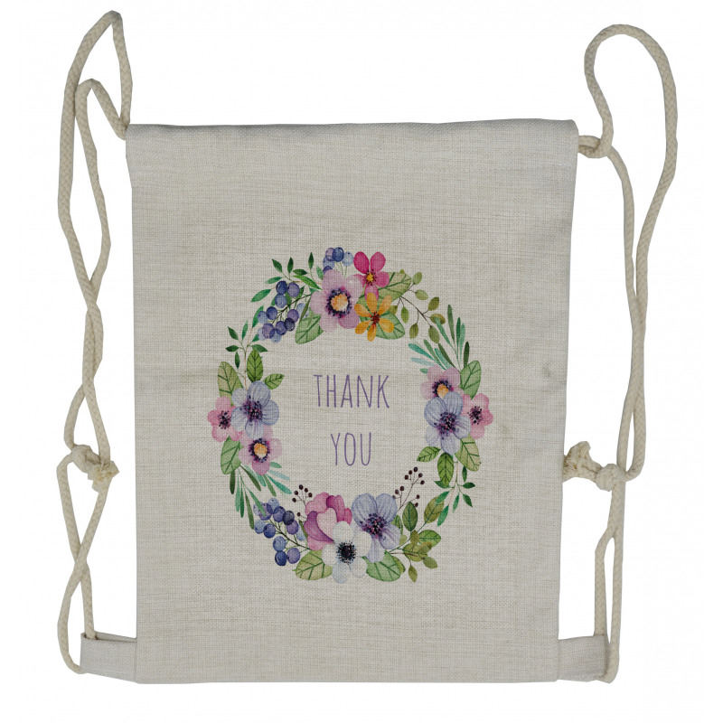 Spring Wreath Simple Word Drawstring Backpack