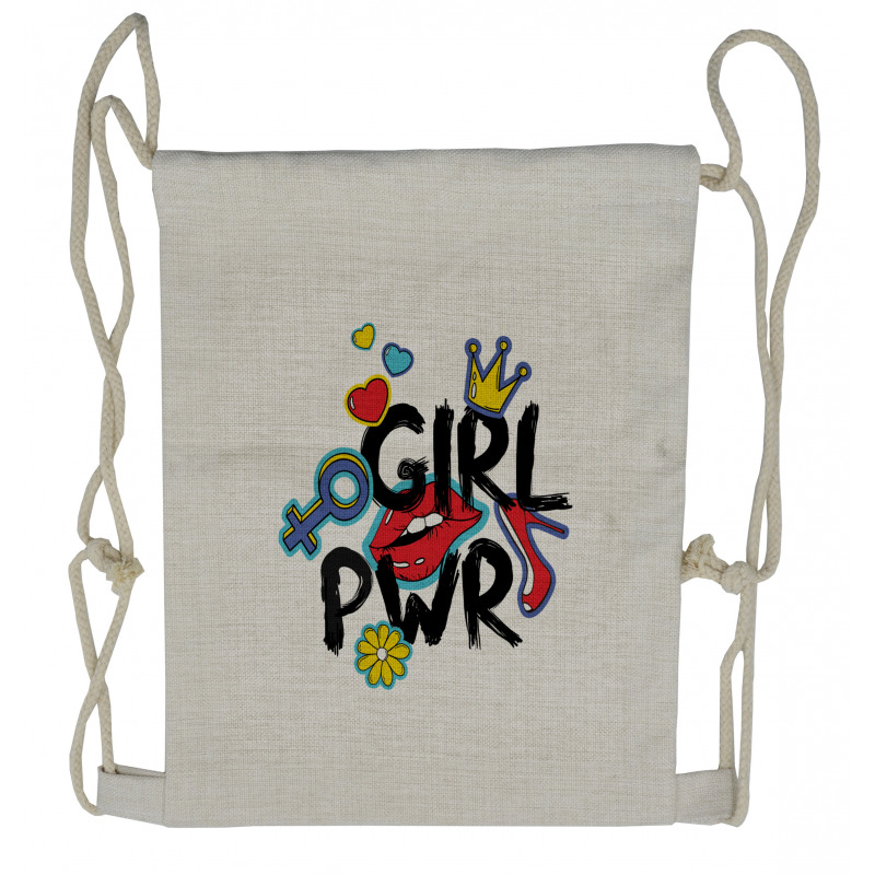 Girl Power with a Crown Drawstring Backpack