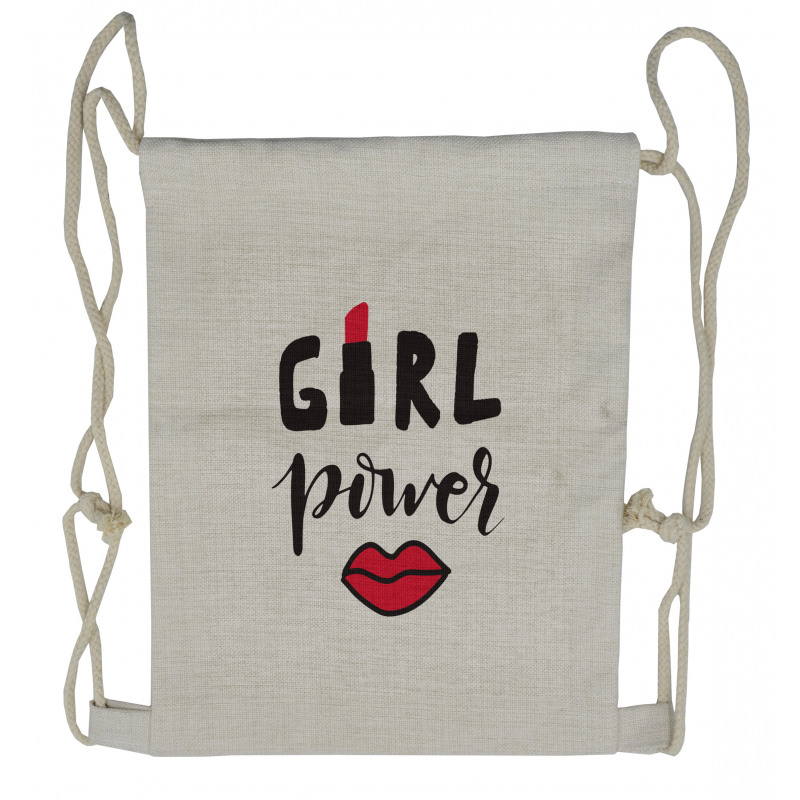 Lipstick in Text Design Drawstring Backpack