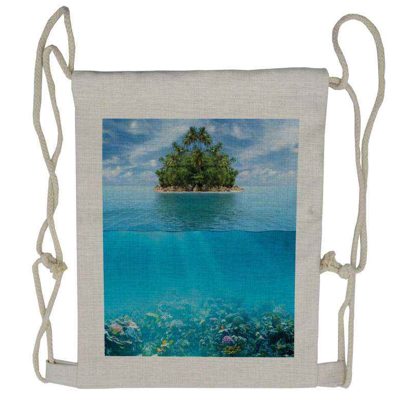 Small Island in Ocean Drawstring Backpack