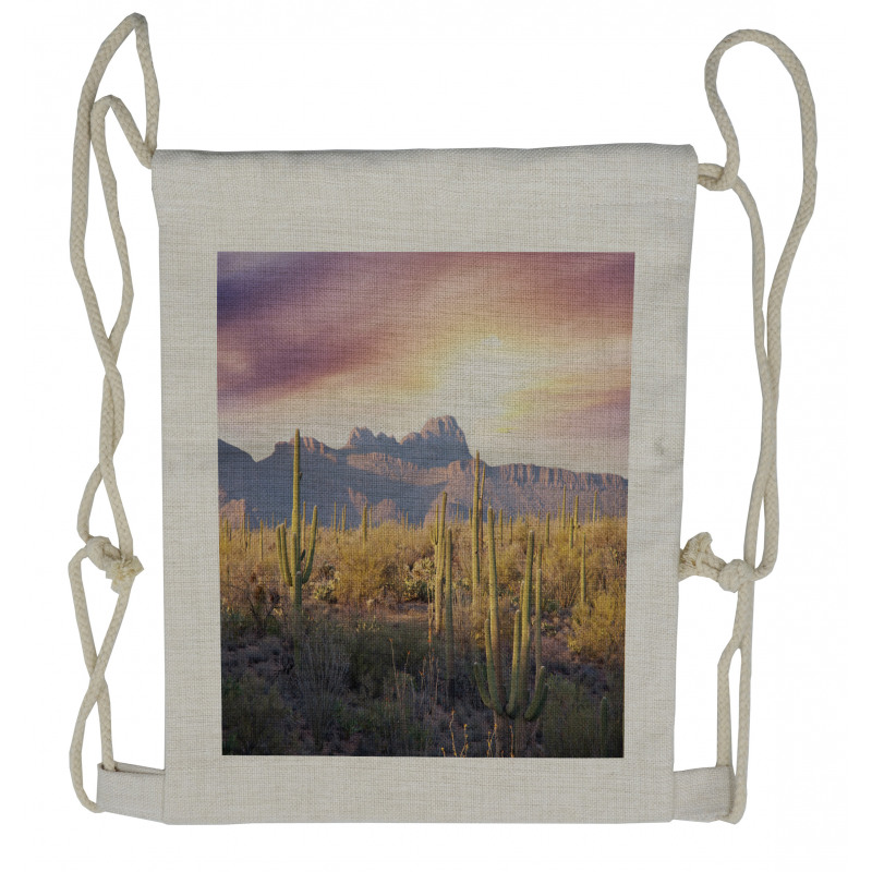 Saguaro Cactus and Mountain Drawstring Backpack