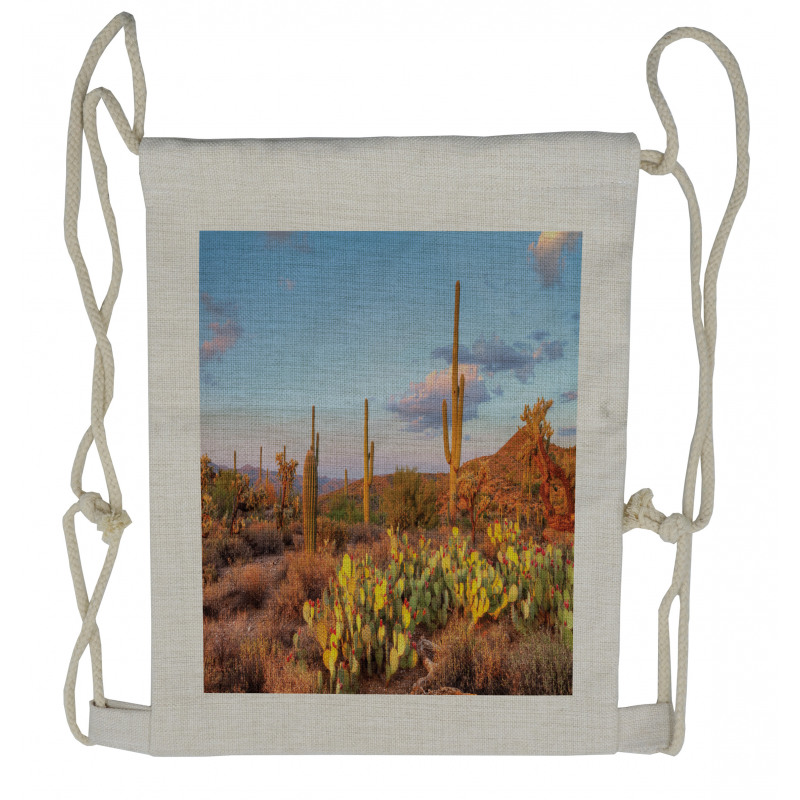 Cacti in Sonoran Desert Drawstring Backpack