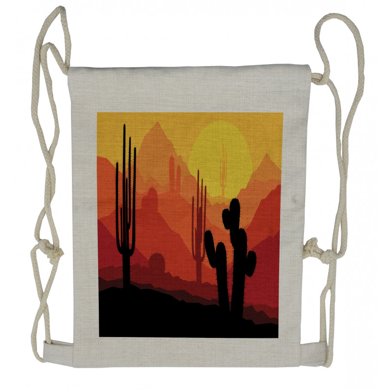 Cactus Silhouettes at Dusk Drawstring Backpack