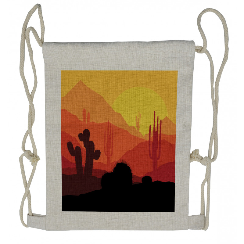 Western Cactus Silhouettes Drawstring Backpack