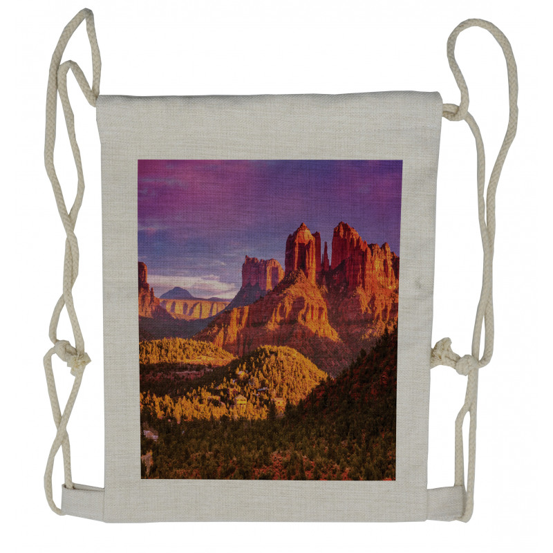 Cliffs Rocks and Violet Sky Drawstring Backpack