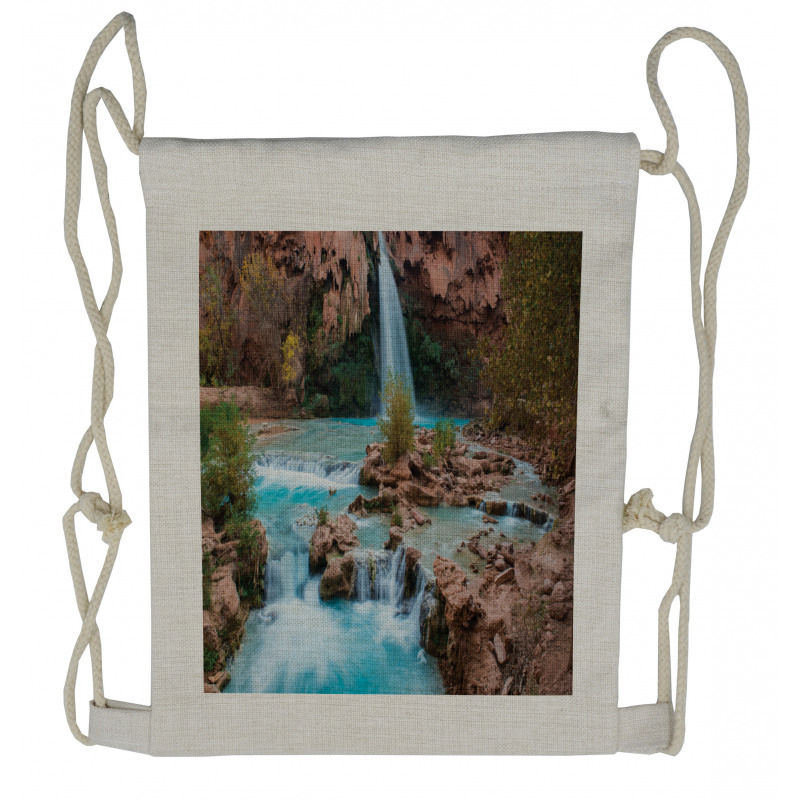 Natural Spring Falls Stream Drawstring Backpack