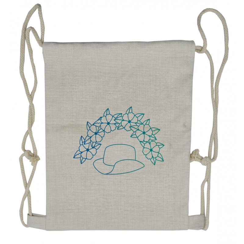 Cowboy Hat and Flower Wreath Drawstring Backpack