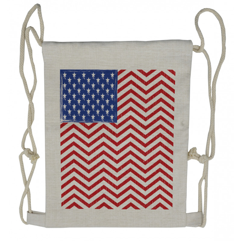 Country Flag with Zigzag Lines Drawstring Backpack