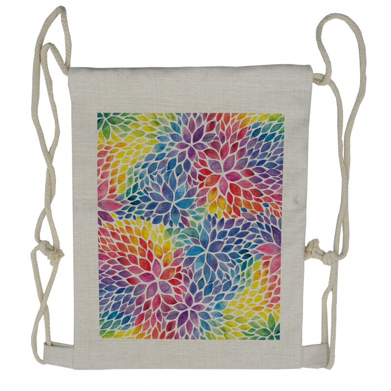 Rainbow Colored Leaves Drawstring Backpack