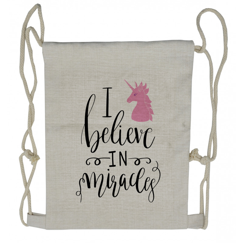 I Beleive in Miracles Text Drawstring Backpack