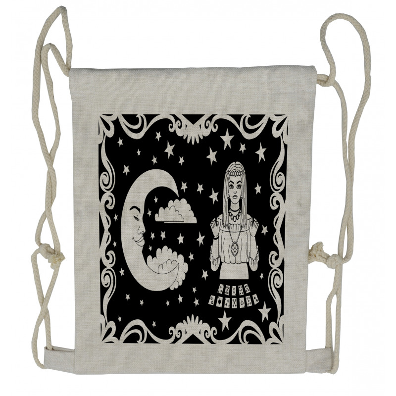 Vintage Cartoon Monochrome Drawstring Backpack