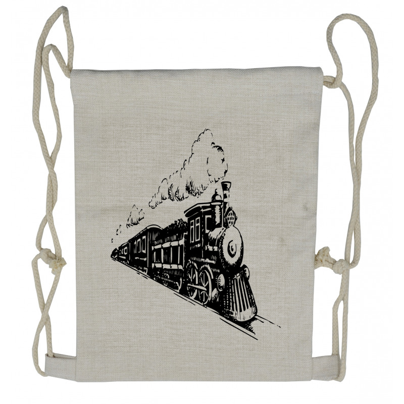 Retro Steam Locomotive Drawstring Backpack