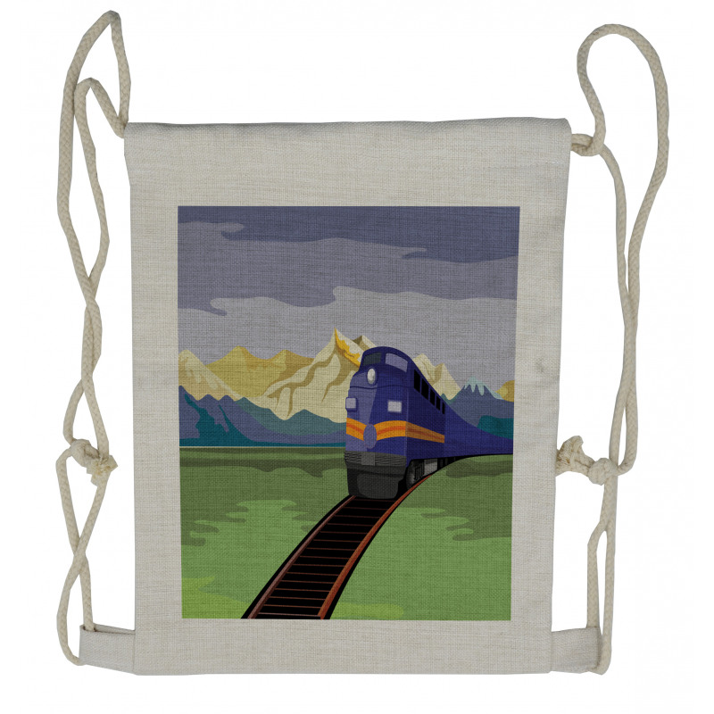 Rural Country Train Design Drawstring Backpack