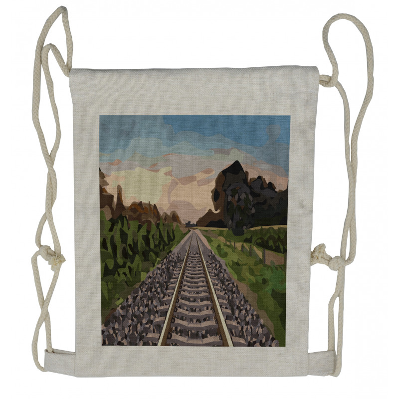 Stones and Road Tracks Drawstring Backpack