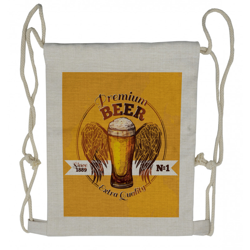 Premium Beer Grunge Graphic Drawstring Backpack