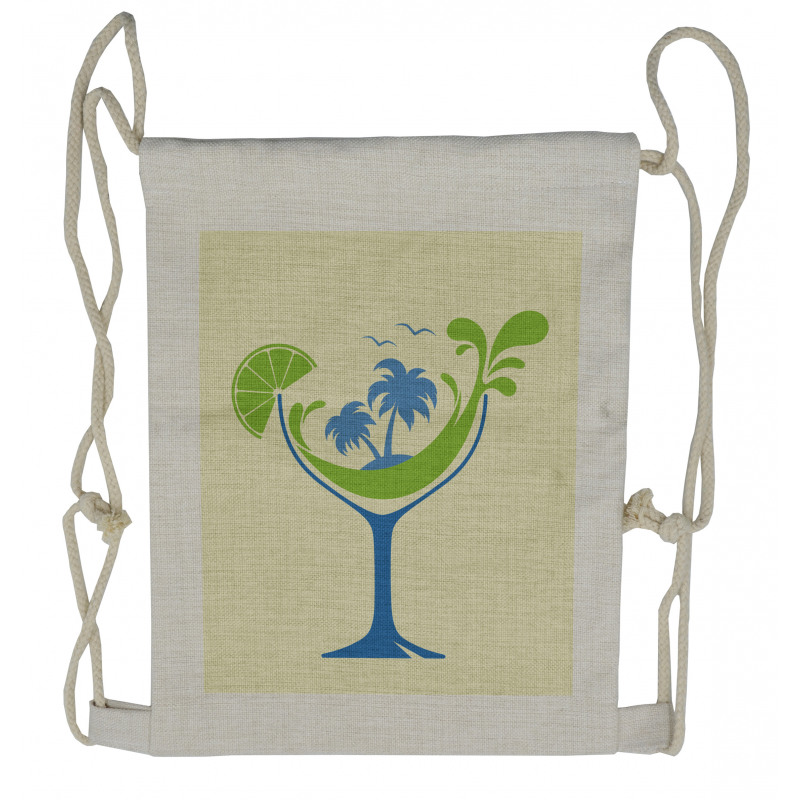 Cocktail Beach Bar with Glass Drawstring Backpack