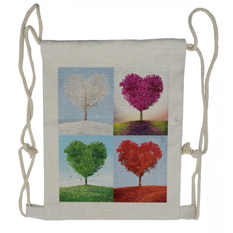 Heart Trees Pattern Drawstring Backpack