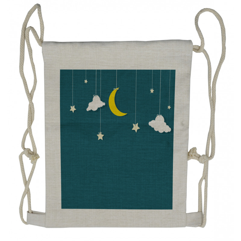 Moon Stars Hanging on Threads Drawstring Backpack