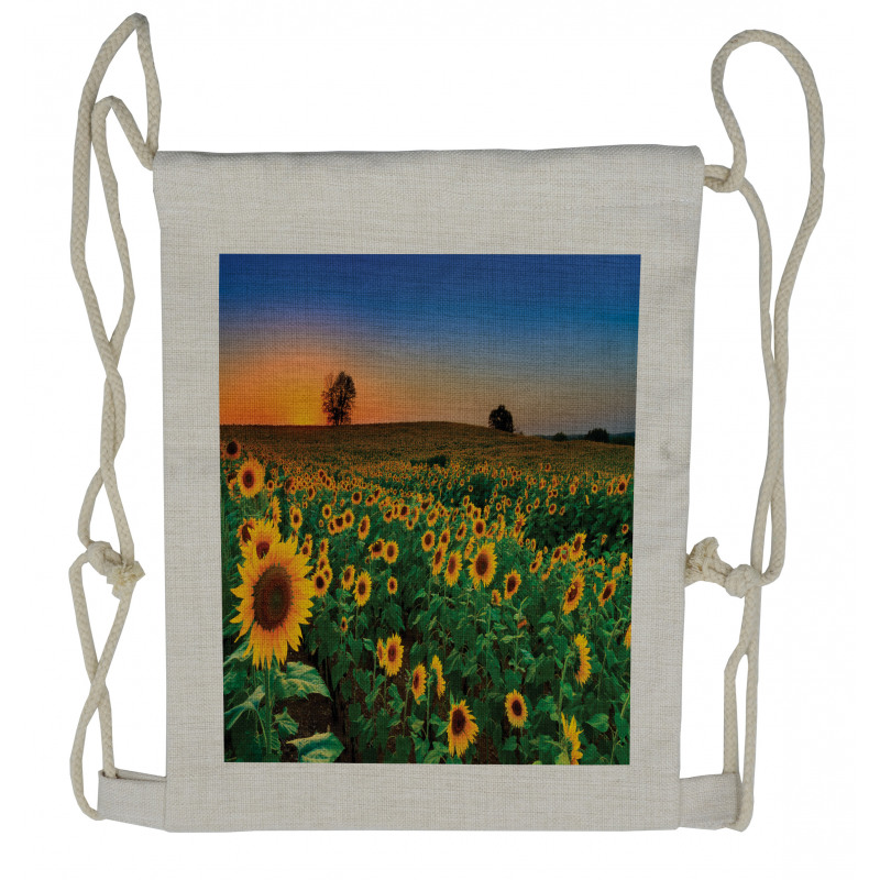 Flower Field at Sunset Drawstring Backpack