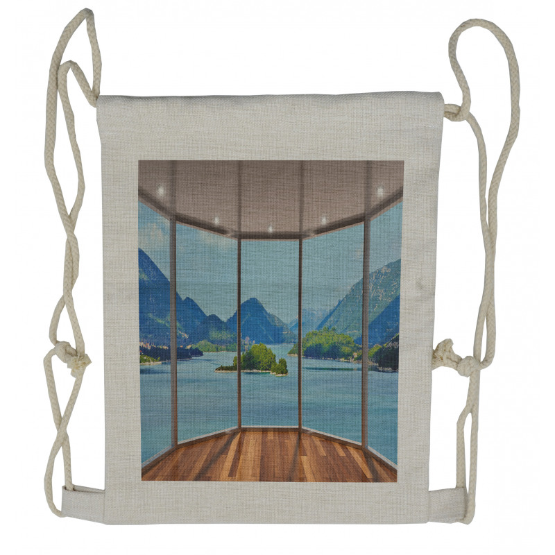 Beach Seaside Hills Window Drawstring Backpack